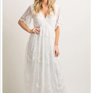PinkBlush White Lace Dress (Maternity Friendly)